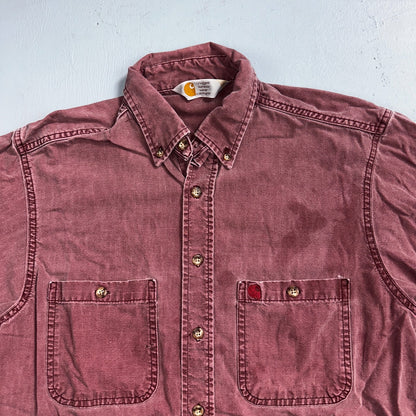Carhartt Vintage Shirt Mens M Purple Maroon Rugged Outdoor Wear Button 90s