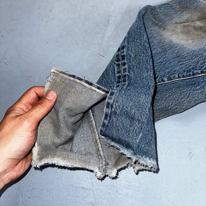 Levis 501 Vintage 80s Redline Selvedge USA Light Jeans Thrashed 32x36 Act 29x32