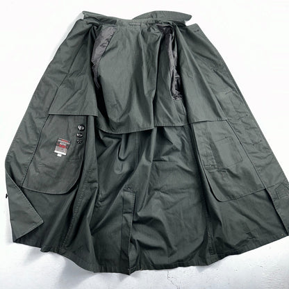 Aqaron Rain Trench Coat Mens 38 Short Green Long Sleeve Button Long Jacket