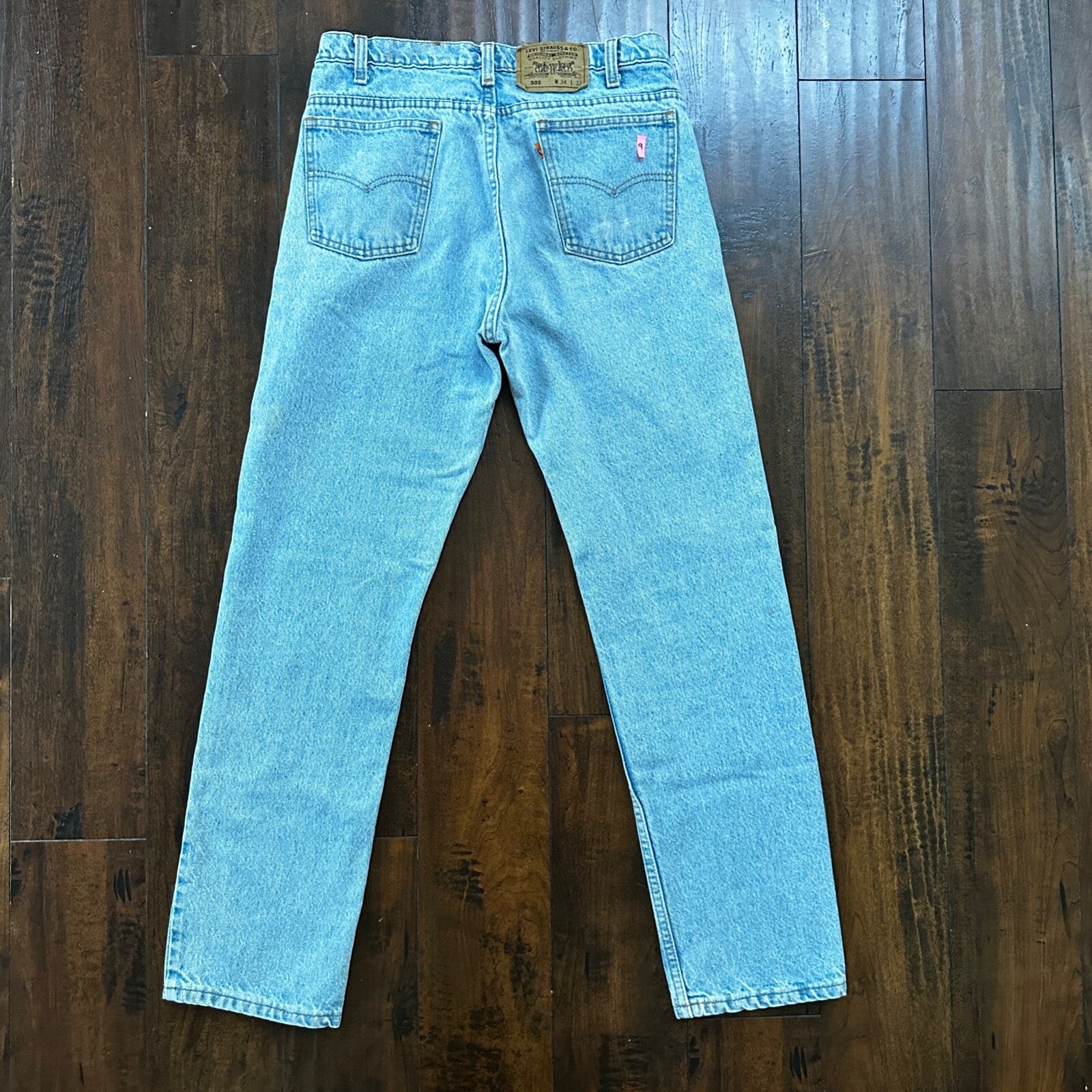 Vintage 80s Levis 505 Light Blue 70s Jeans USA Orange Tab 34x32 Act 31x30