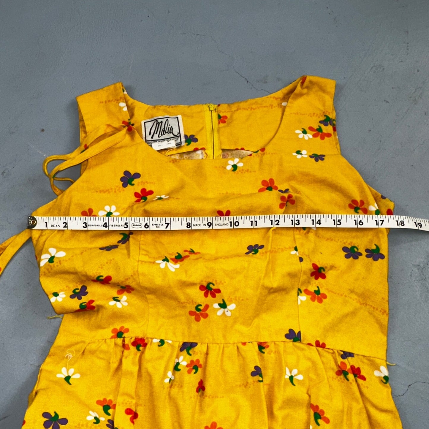 Vtg 70s Malia Honolulu Hawaiian Bright Flower Power Belted Maxi Dress Sz 14