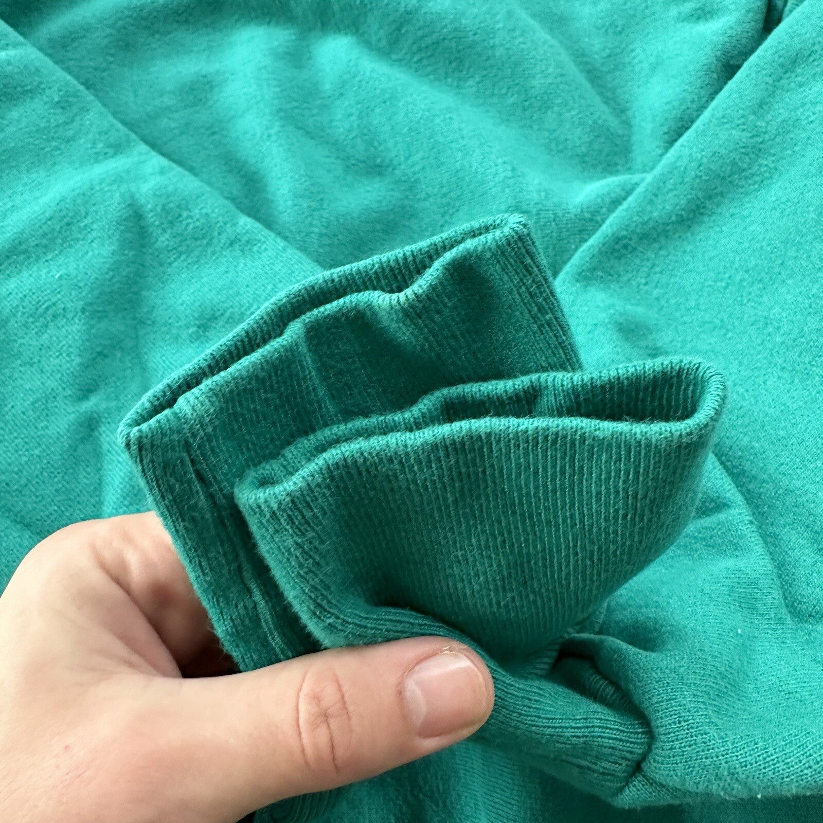 Vintage Champion 90s USA Teal Reverse Weave Sweatshirt Blank 70s Gusset Jumper