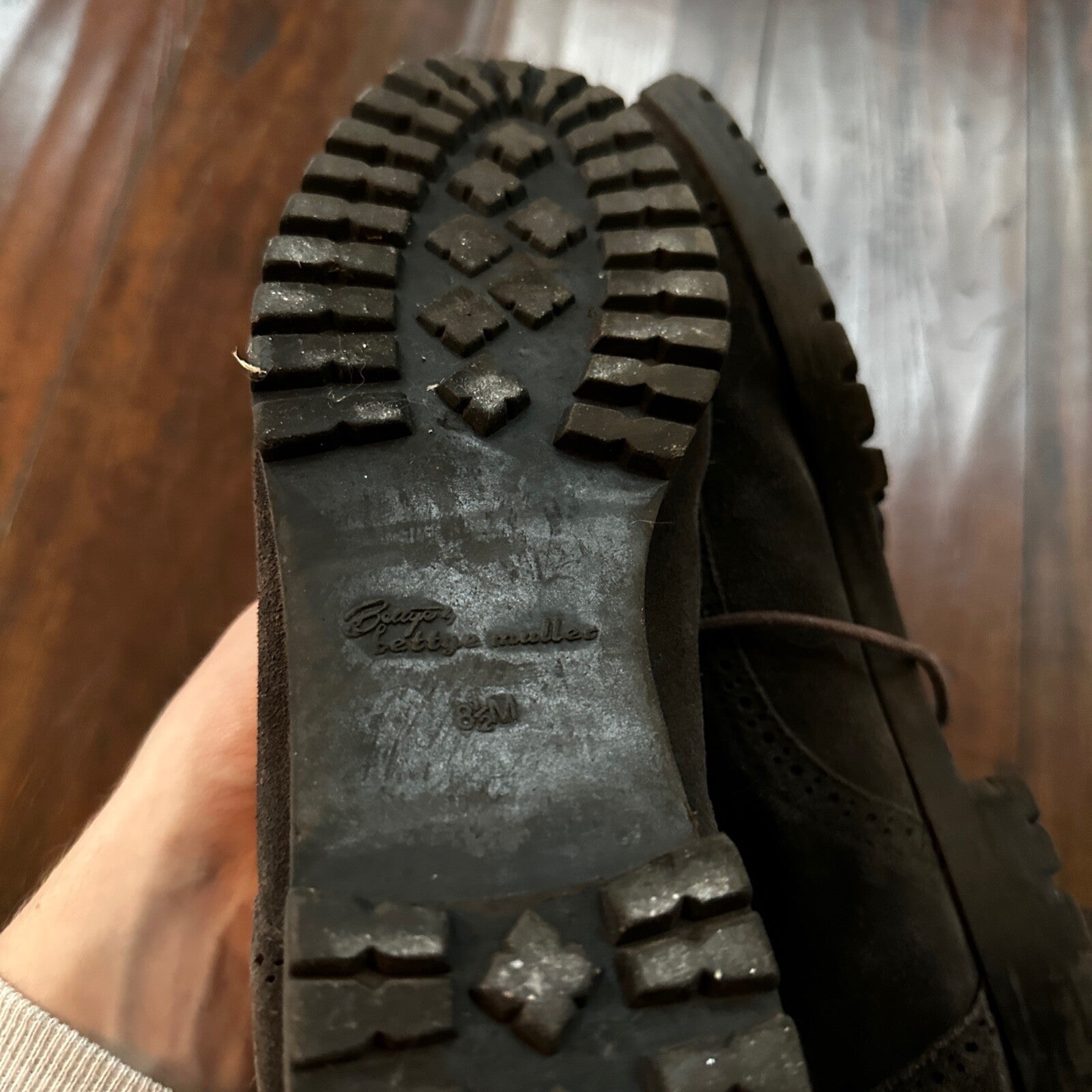 Brown Lace Leather Ankle Boots 8.5 Bootie Bettye Muller Hi Block Heel