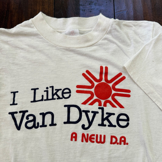 I Like Van Dyke VTG T Shirt Sun Funny Car Driving Girl Political 1970s 70s Cruz