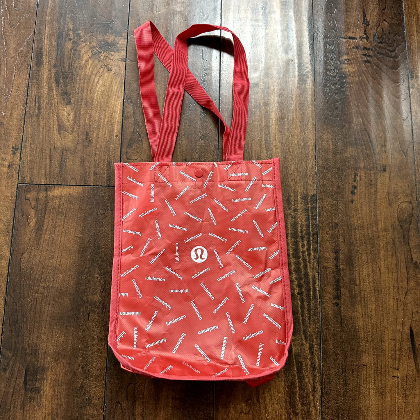 Lululemon Friends Reusable Bag Tote Small Snap Closure Shopping Cute Yoga Red