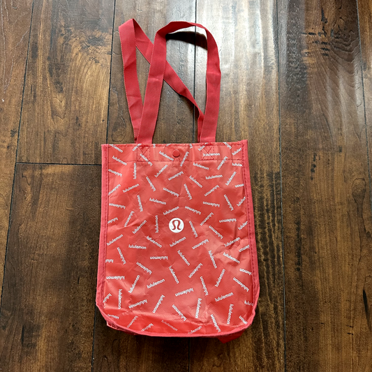 Lululemon Friends Reusable Bag Tote Small Snap Closure Shopping Cute Yoga Red