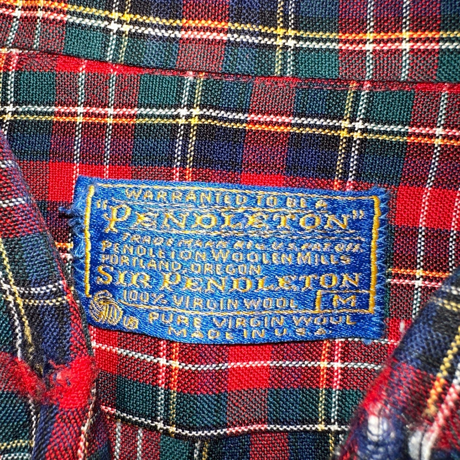 Vintage Pendleton Shirt Mens M Wool Plaid Flannel USA Button 1970s 70s Red