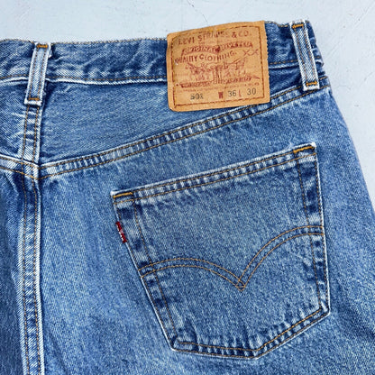 Levis 501 Vintage 90s USA XX Straight Leg Jeans Blue Med Wash 36x30 Act 34x29