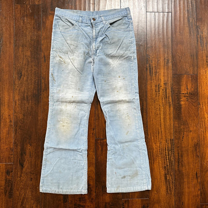 VTG 684 Corduroy Pants Bell Bottom USA 32x27 Boot Cut 1970s 70s Blue Talon