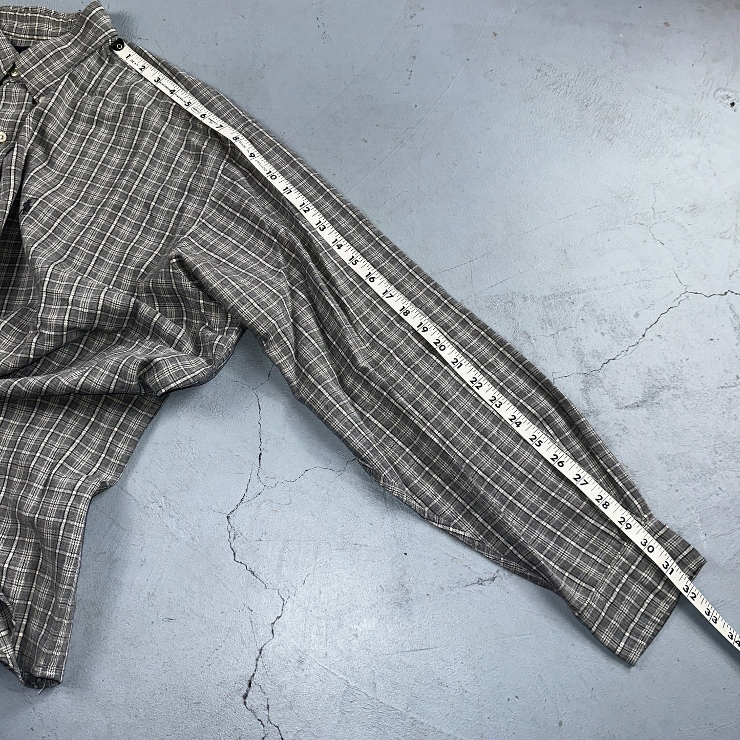 Ralph Lauren Shirt VTG XL Gray Blaire Cotton Long Sleeve Button Up Down Plaid