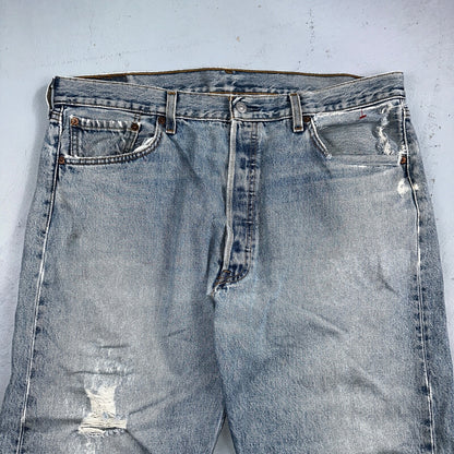 Levis 501 Vintage 90s Mexico Straight Leg Jeans 38x30 Y2K Light Wash Act 37x29