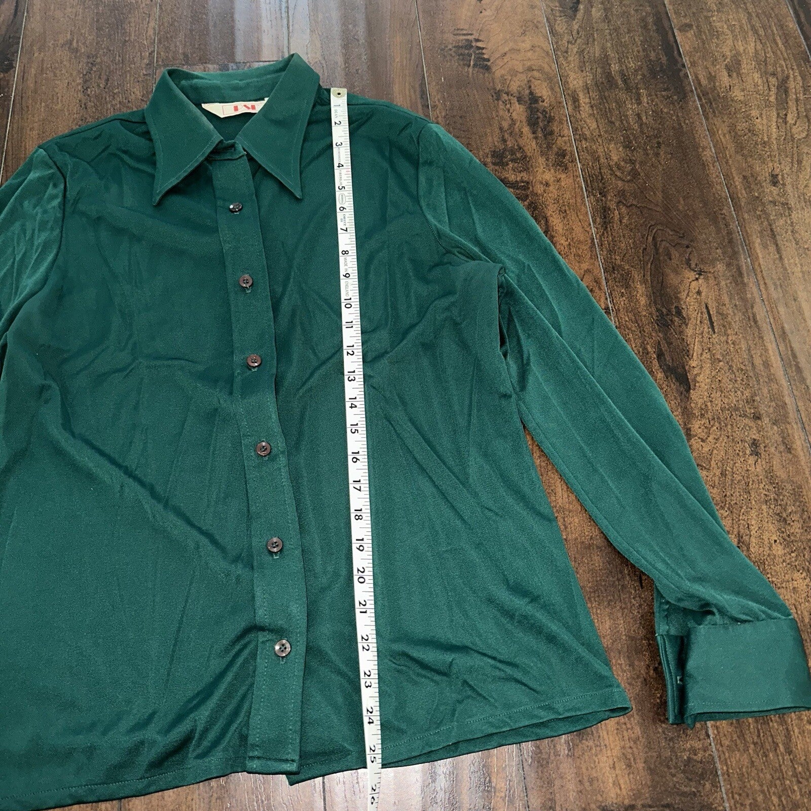 Vintage USA Rockabilly Womens Dress Shirt 60s 70s Night Cool Sanforized Green