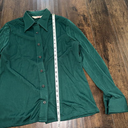 Vintage USA Rockabilly Womens Dress Shirt 60s 70s Night Cool Sanforized Green
