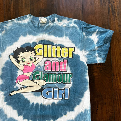 Betty Boop Hot Girl Vintage T Shirt Gillter Glamour Y2K Tie Dye 2002