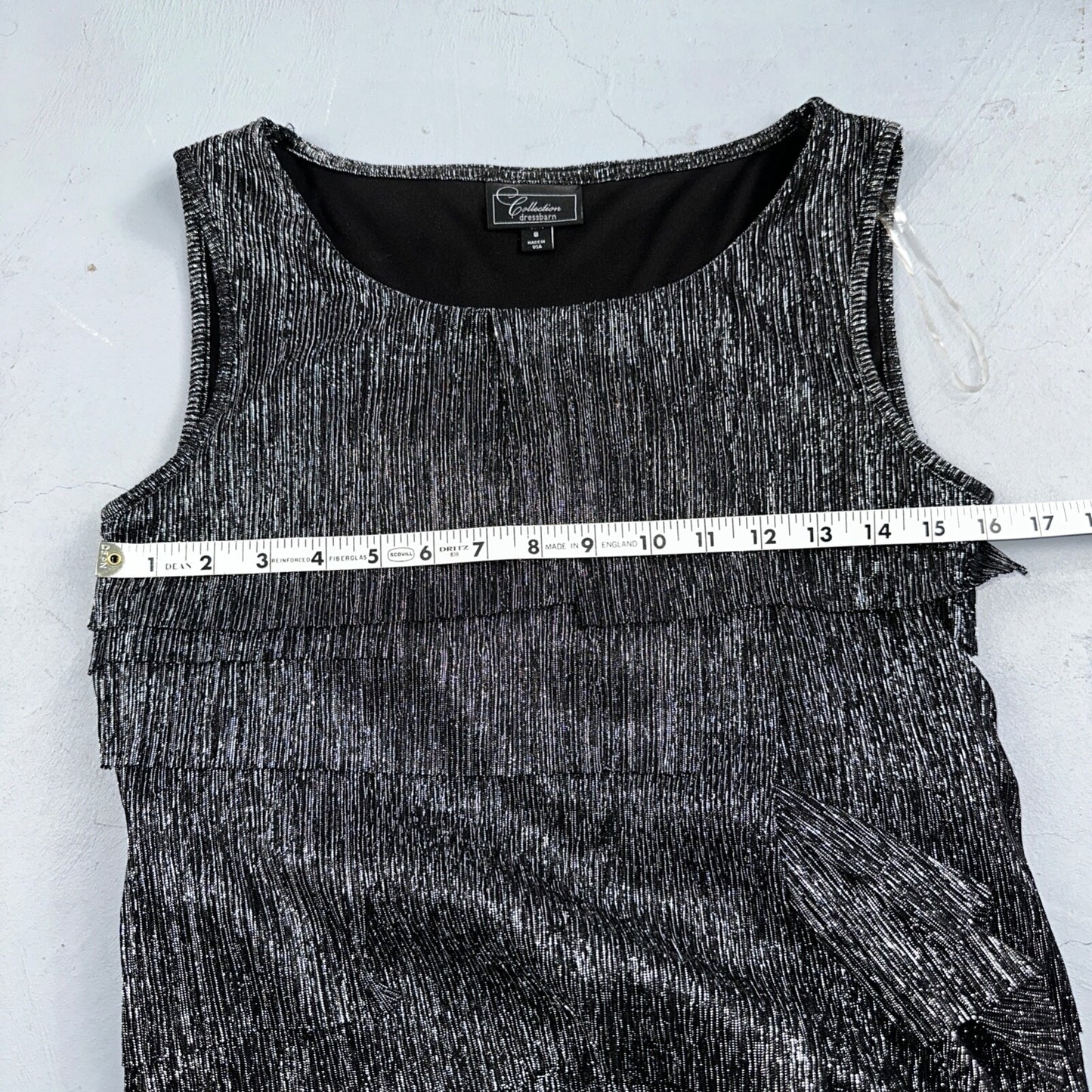 Collection Dressbarn Women's Dress Top 8 Lace Seqins - Black Sleeveless USA VTG