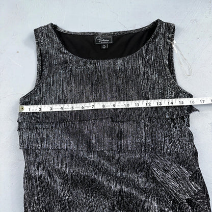 Collection Dressbarn Women's Dress Top 8 Lace Seqins - Black Sleeveless USA VTG