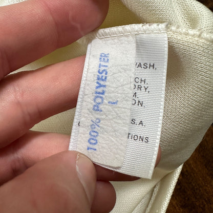 Vintage Jantzen Classic Look White Polo Shirt Single Stitch Size L 1970s 70s