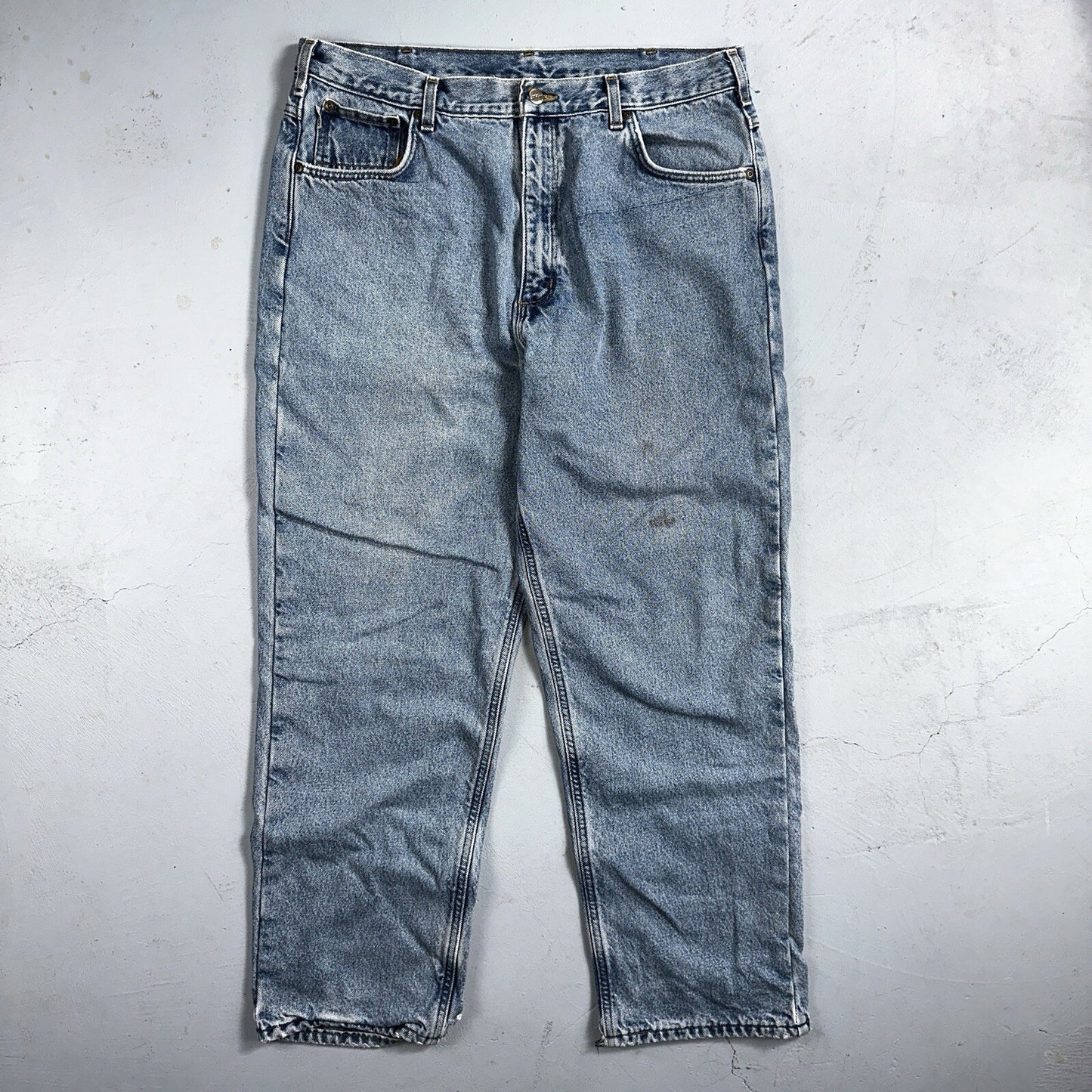 Carhartt Jeans Mens 38x32 Blue Denim Flannel Lined Relaxed Fit Chore Workwear