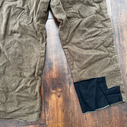 WWII Army Wool Field Trousers 35x28 Cold Weather Green 1940s 40s Destroyed USMC