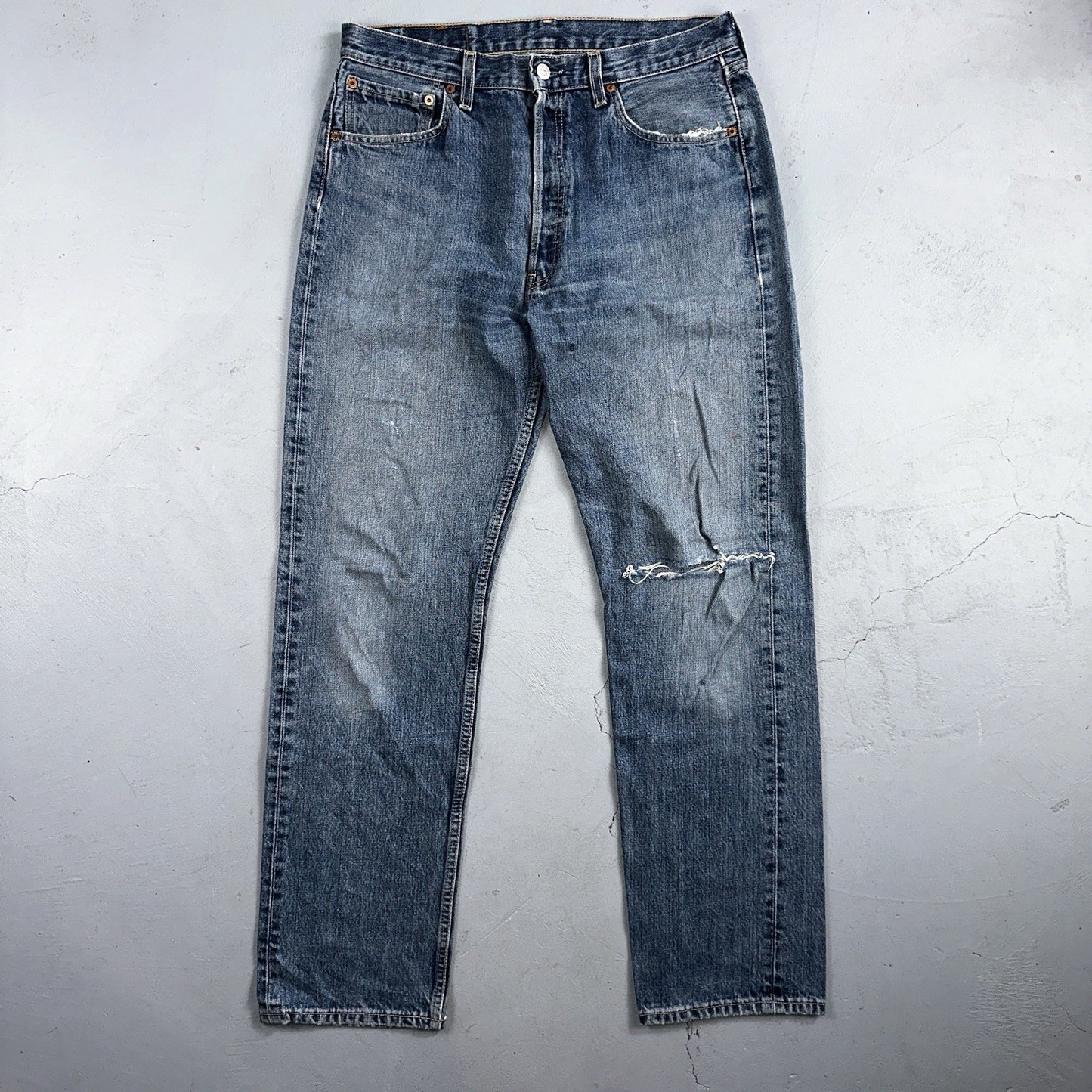 Levis 501 Vintage 90s Y2K XX Straight Leg Jeans Blue Med Wash 34x32 Act 33x31