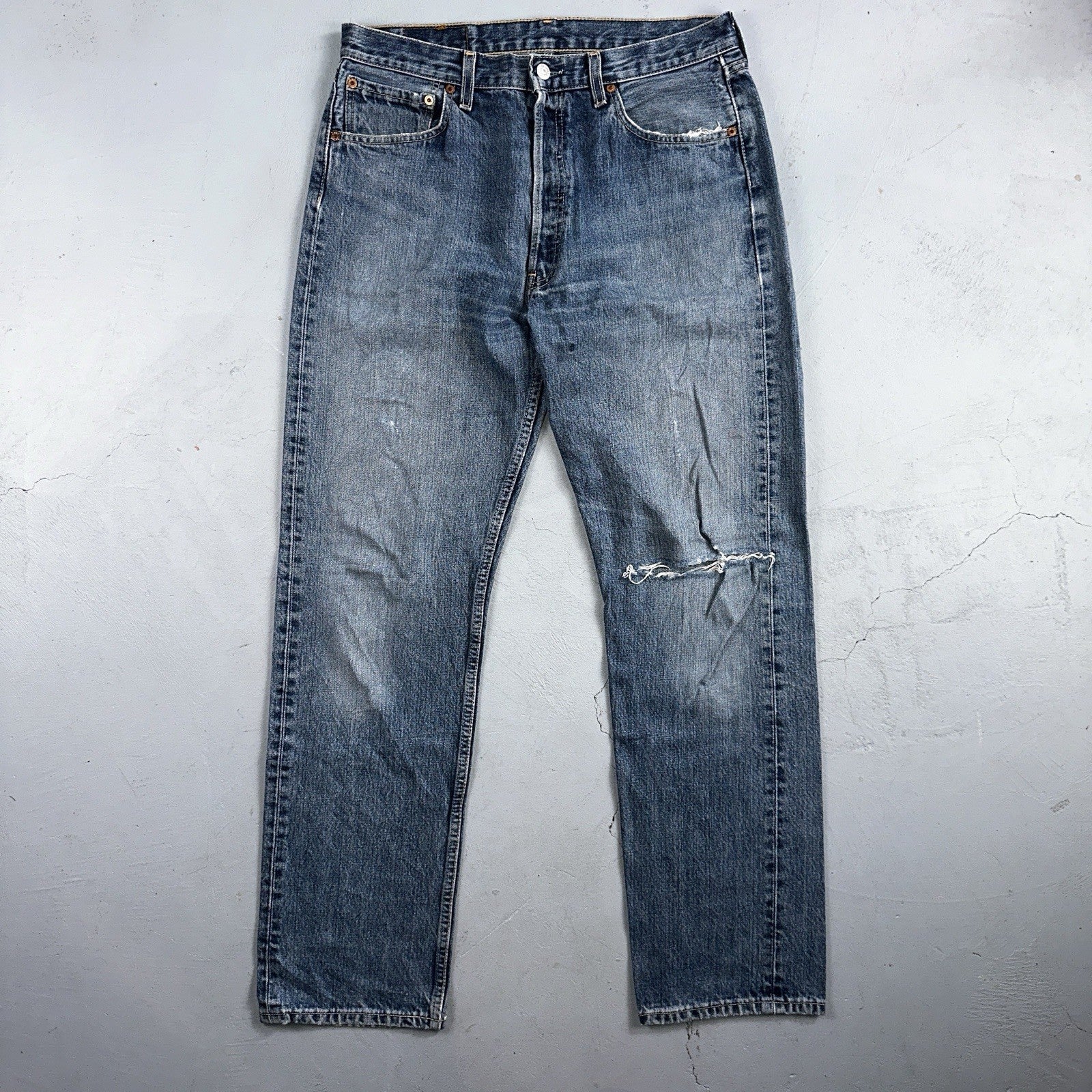 Levis 501 Vintage 90s Y2K XX Straight Leg Jeans Blue Med Wash 34x32 Act 33x31