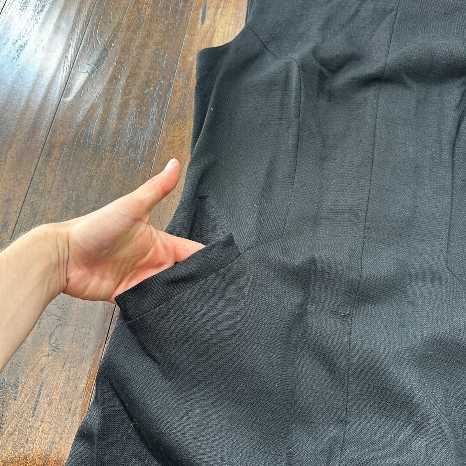 Vintage USA Rockabilly Womens Dress Skirt 60s 70s Top Black Wool Stained