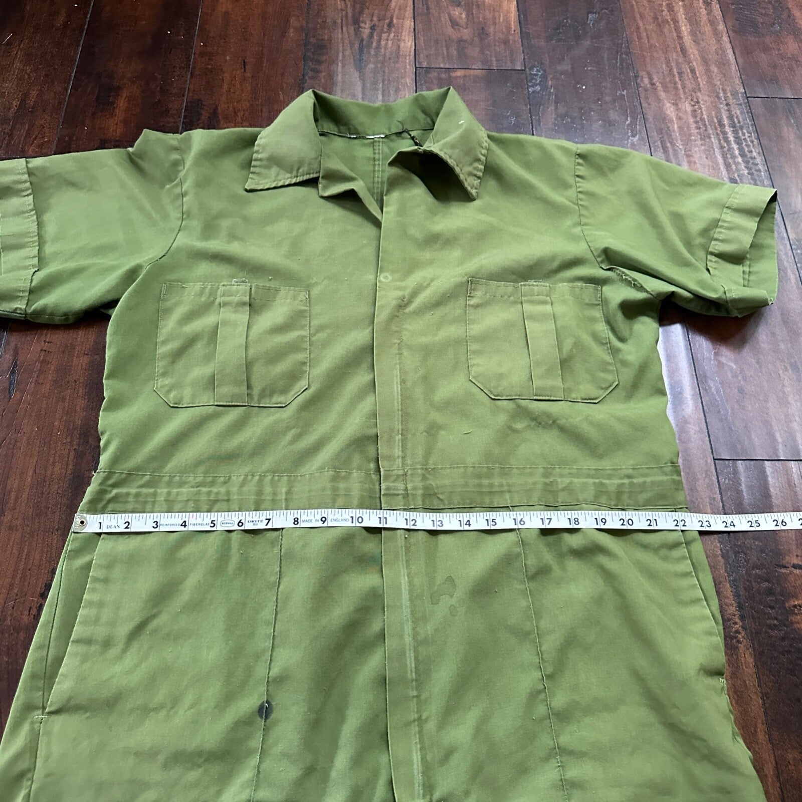 VTG 1960s 1970s Green Fishing Fish Patch Jumpsuit One Piece Rockabilly Work