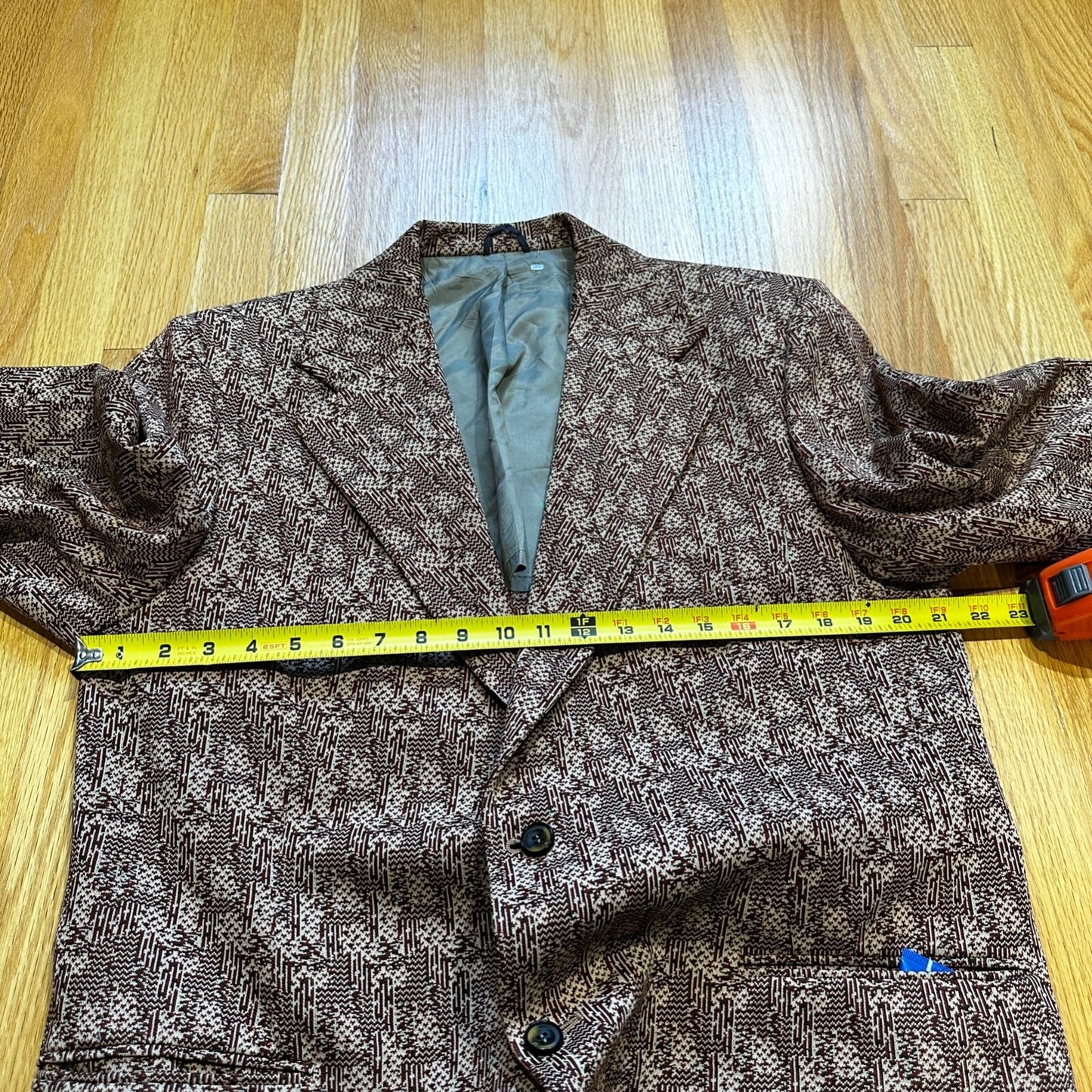 1960s 1970s Navy USA Sport Jacket VTG Mens Suit 44 Rockabilly Stripe Plaid Crazy