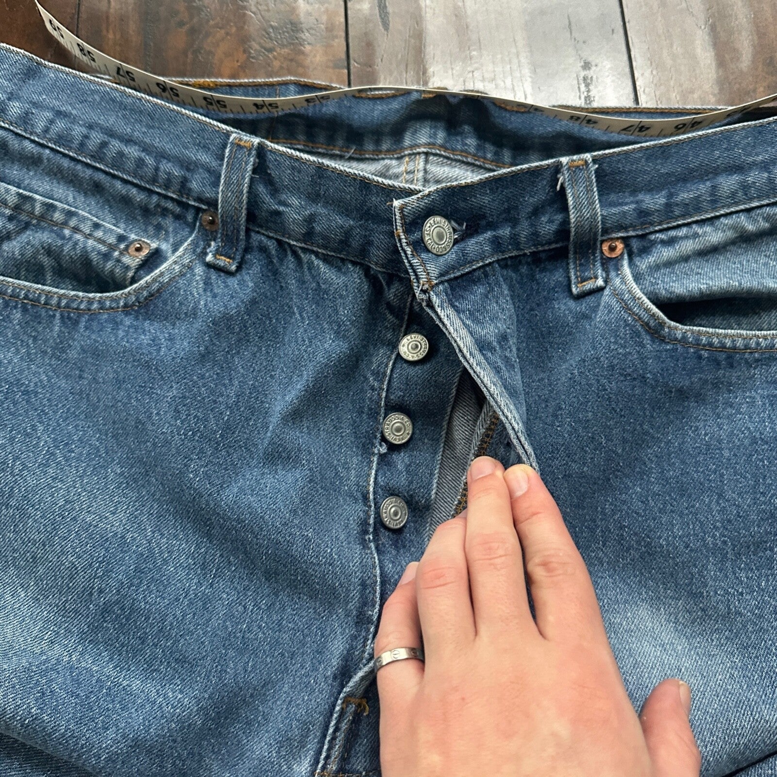 Vintage 80s Levis 501 36x34 USA Blue Jeans 90s Act 34x32 Med Wash