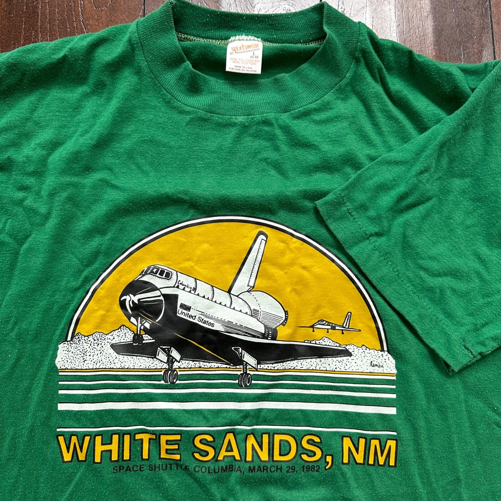 White Sands New Mexico Desert Vintage T Shirt 80s 1982 Space Shuttle Military