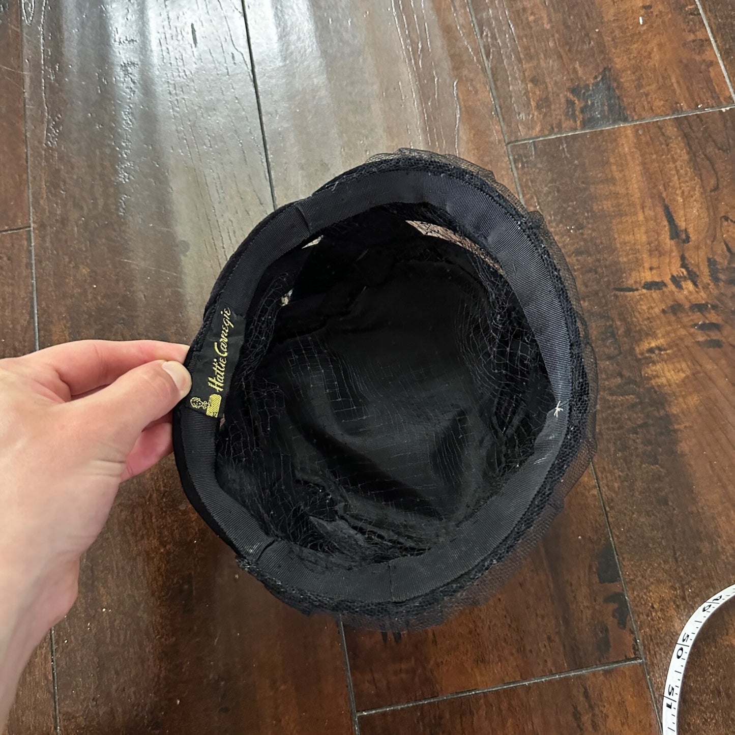 Vintage Hattie Carnegie Hat Black Silk Velvet Leaves 1930s 30s 40s 50s Small Cap