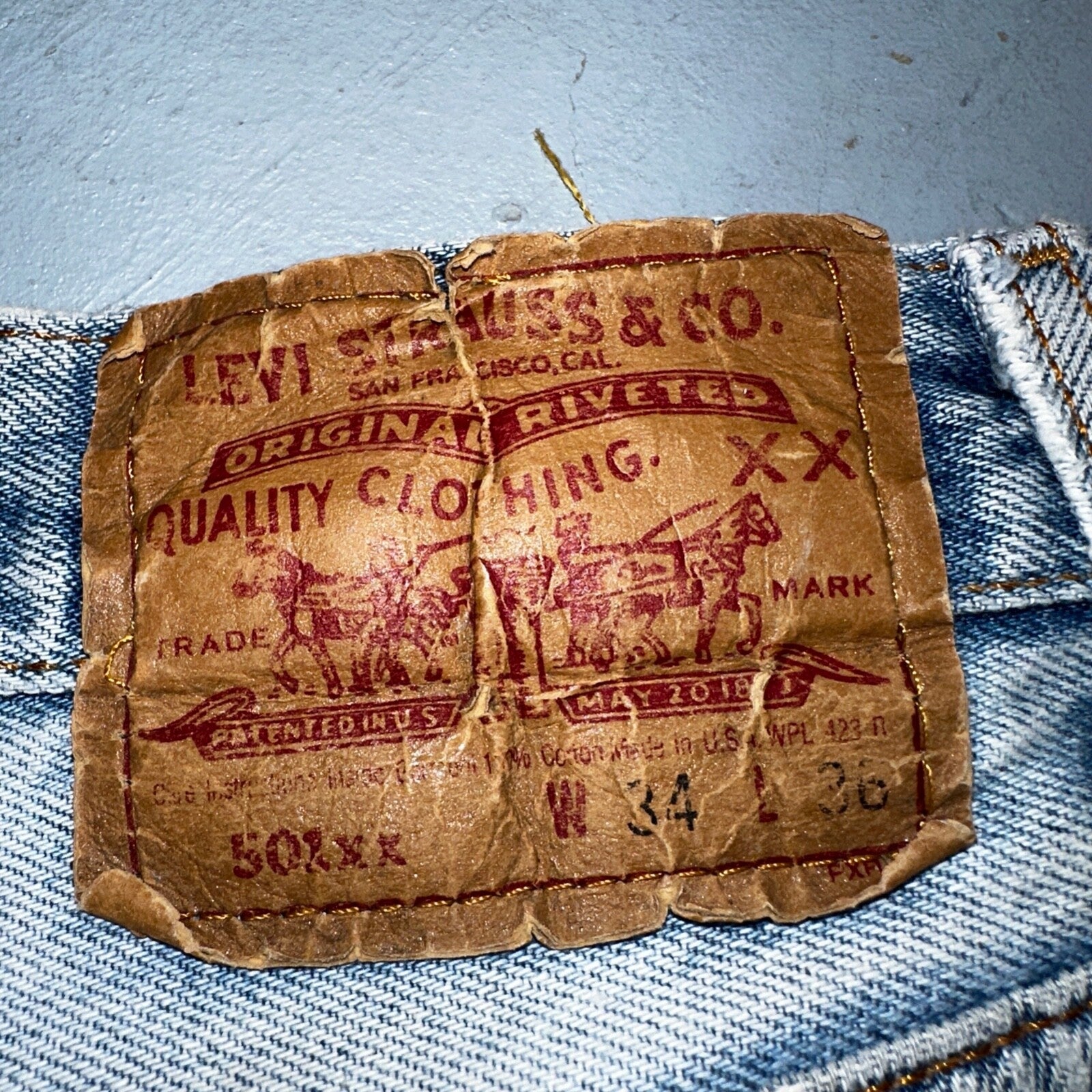 Levis 501 Vintage 90s USA XX Straight Leg Jeans Blue Light Wash 34x36 Act 31x32