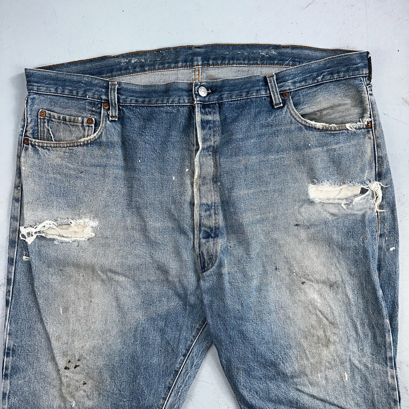 Levis 501 Vintage 80s Redline Selvedge USA XX Jeans Light Wash 48x30 Act 44x26