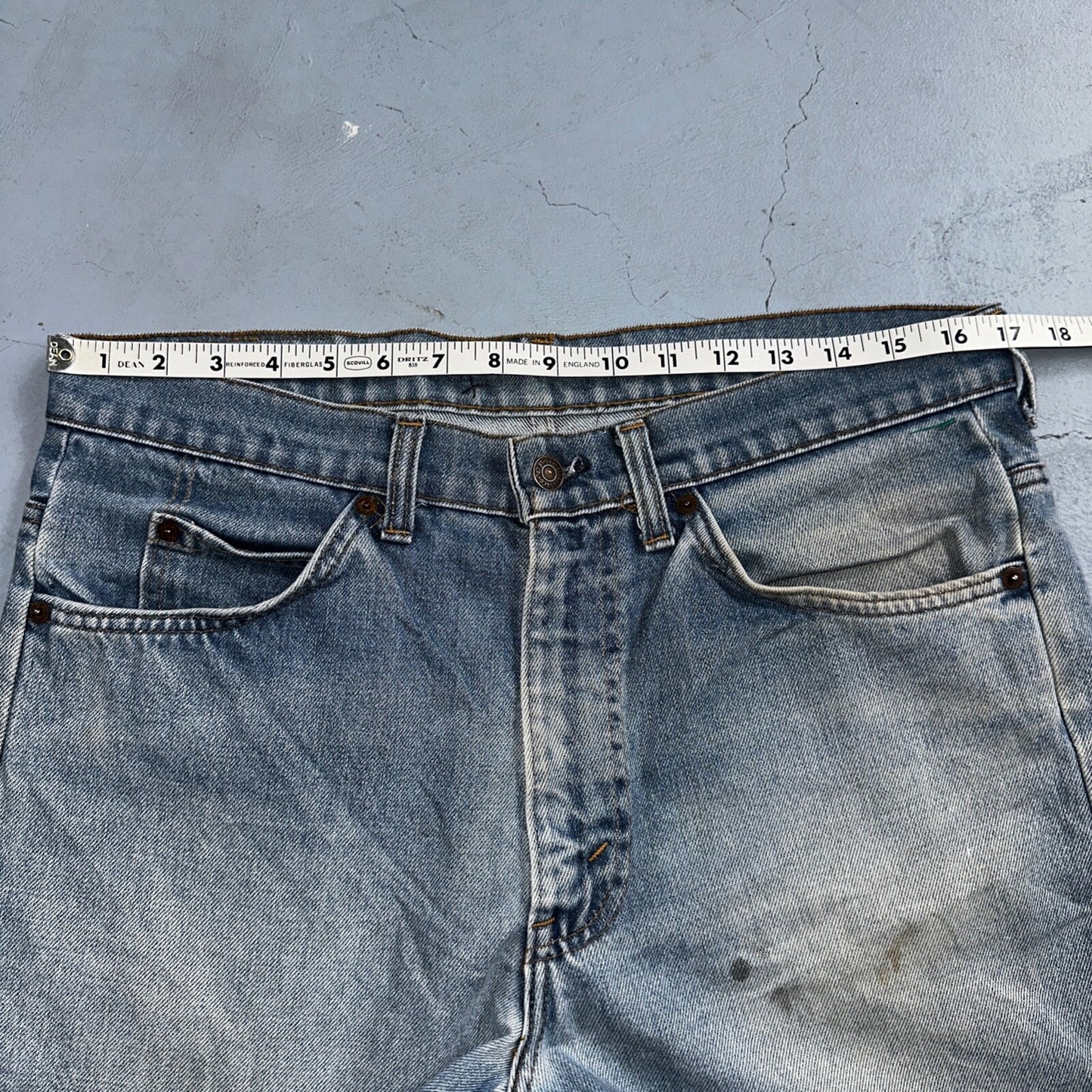 Levis 517 Vintage 80s USA Orange Tab Bootcut Flare Blue Worn Jeans Act 34x26