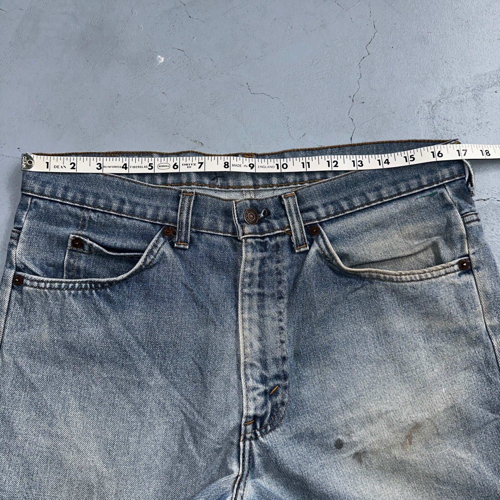 Levis 517 Vintage 80s USA Orange Tab Bootcut Flare Blue Worn Jeans Act 34x26