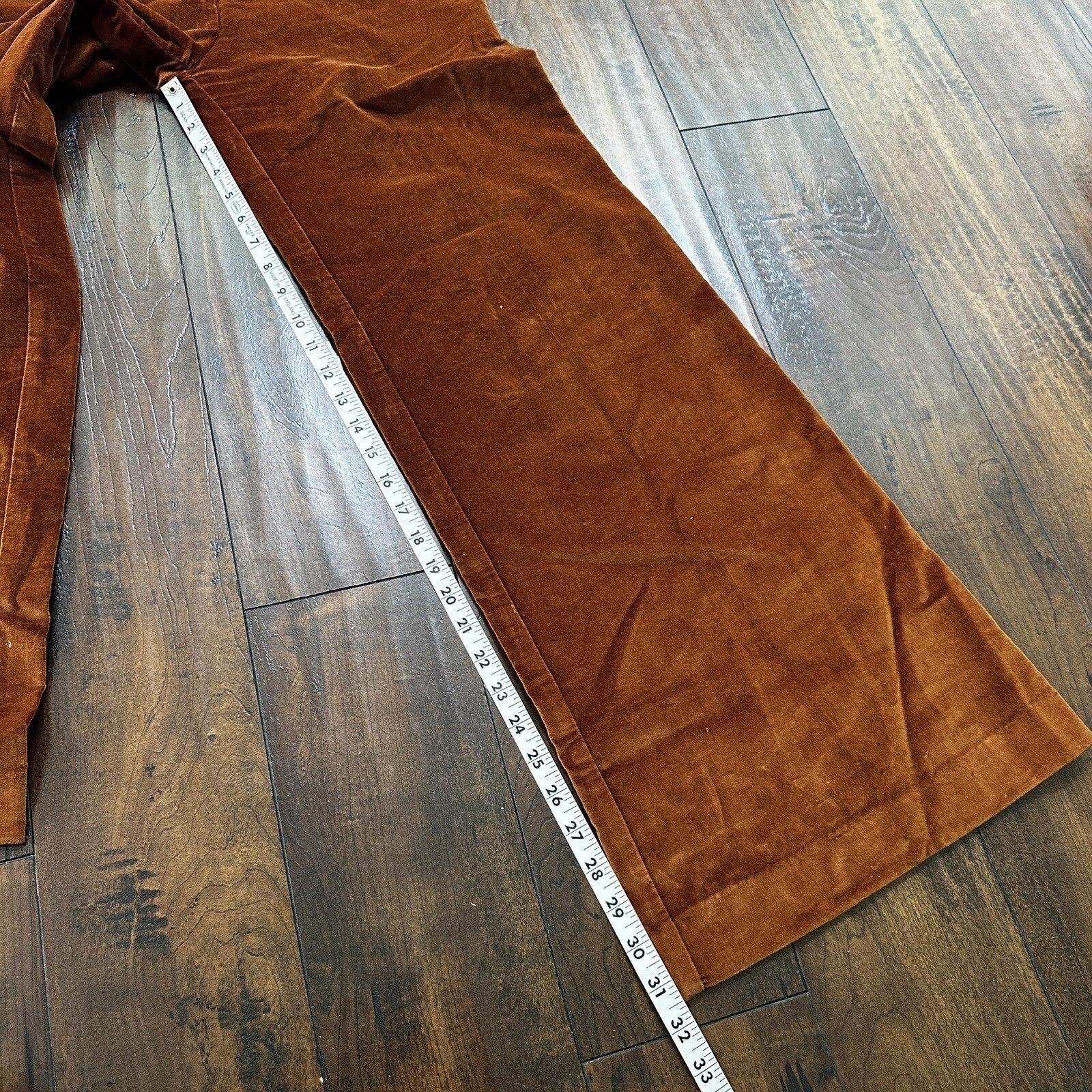 VTG Alpaq California 1970s Pants 26x31 Brown Velour High Waist Flair Rockabilly