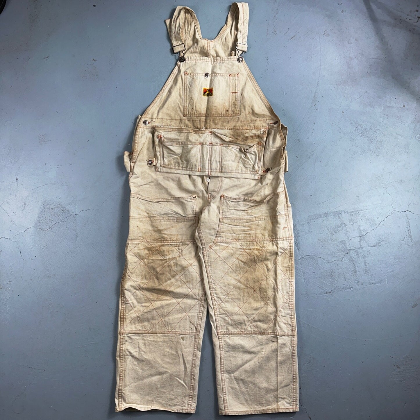 Ben Davis Vintage 60s Yellow Tag Canvas Overalls Pants Union 1960s USA Thrashed