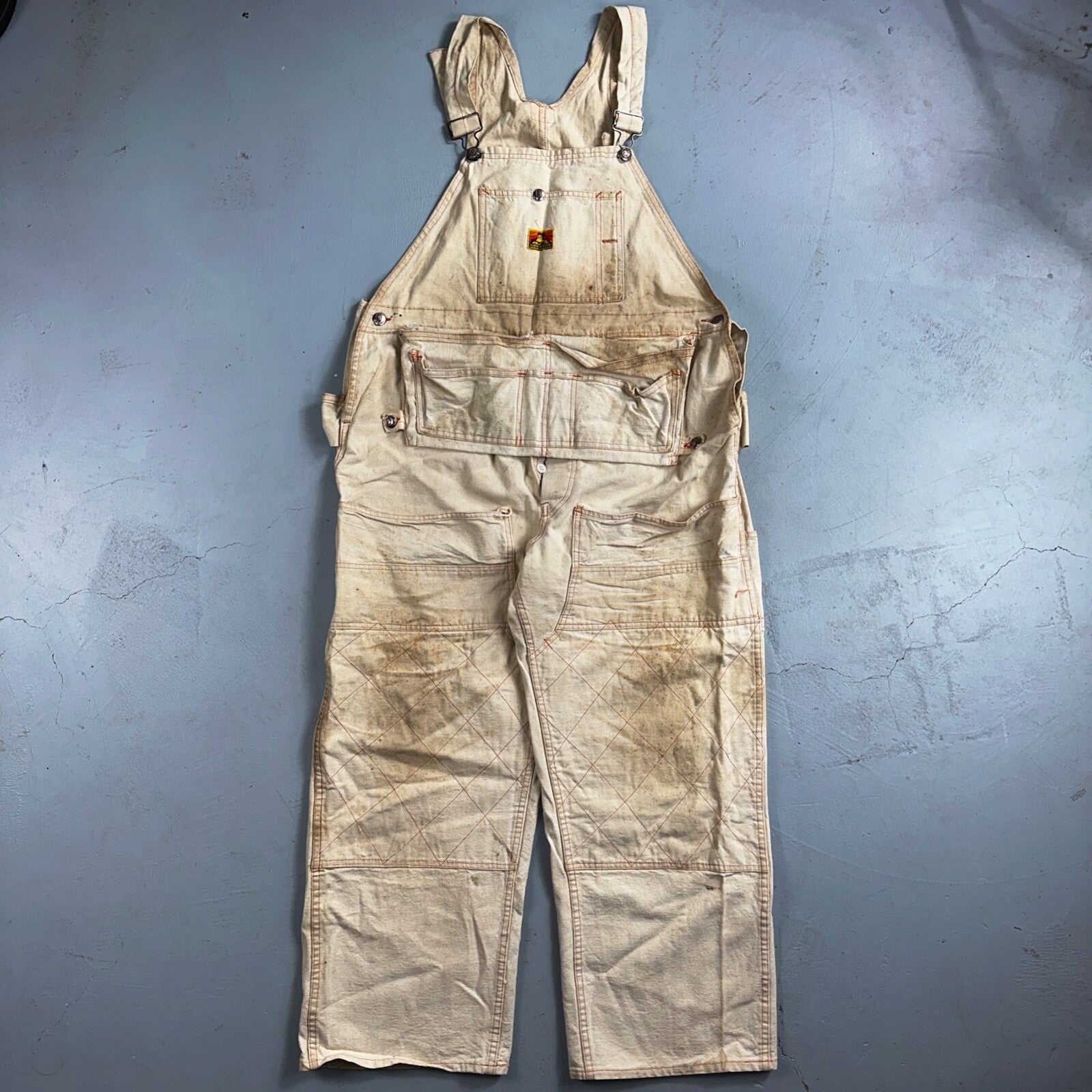 Ben Davis Vintage 60s Yellow Tag Canvas Overalls Pants Union 1960s USA Thrashed