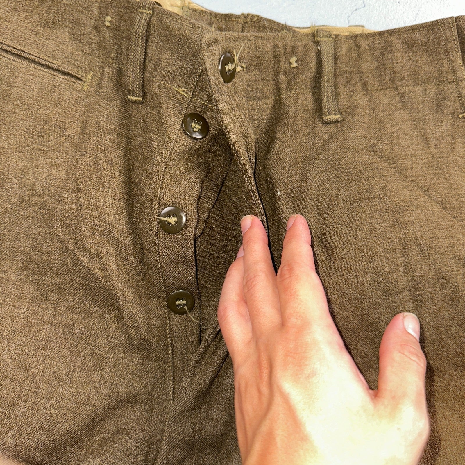 Vintage 40s US Army WWII Field Wool Trousers Pants Mens 34x33 OD-33 Military