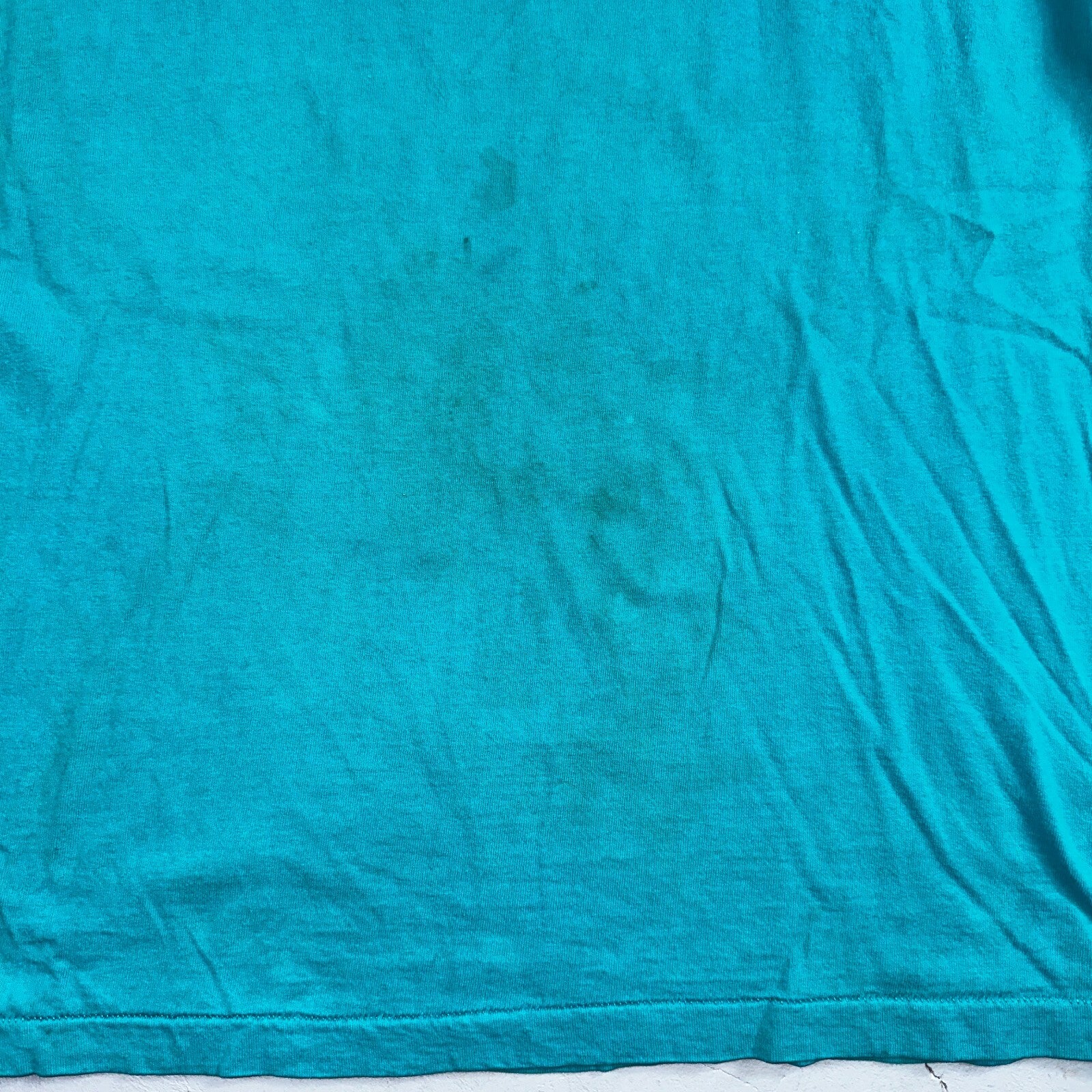 Fruit Of The Loom 90s USA XL VTG T Shirt Teal Blue Long Sleeve Blank Thrashed