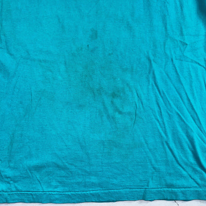 Fruit Of The Loom 90s USA XL VTG T Shirt Teal Blue Long Sleeve Blank Thrashed