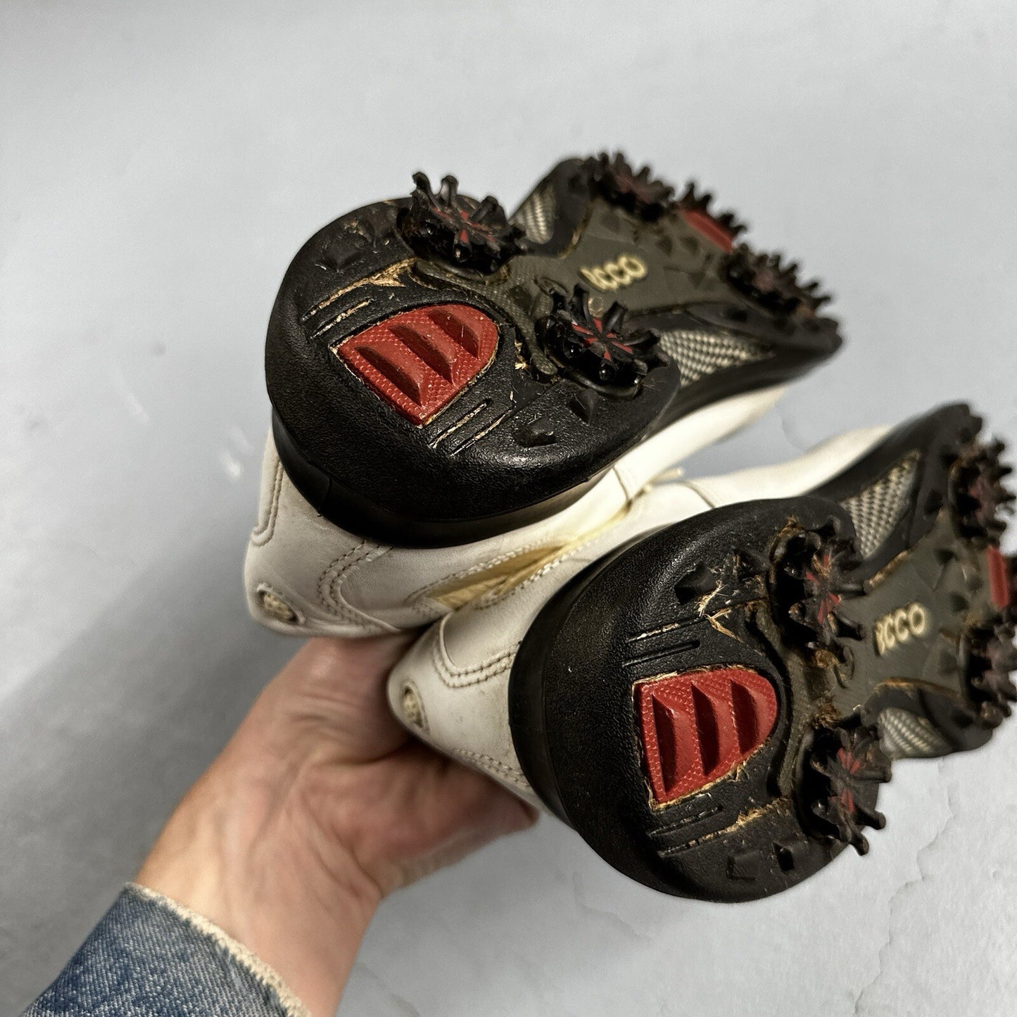 Ecco Shoes Womens 37 Soft Cleat Golf Sneakers Lace Up White Leather Comfort