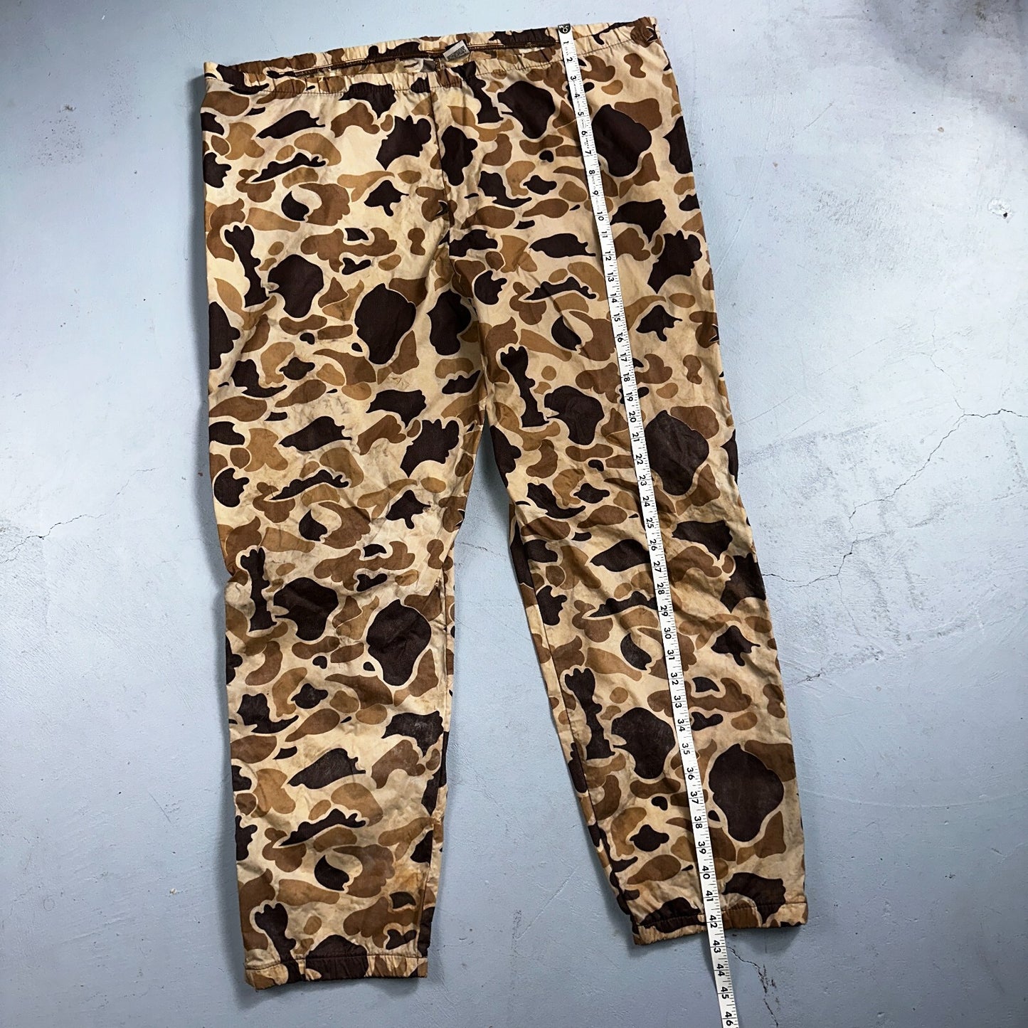 Columbia 1970s VTG Mens Size Large Duck Camo Nylon Rain Pants 70s Rare Black