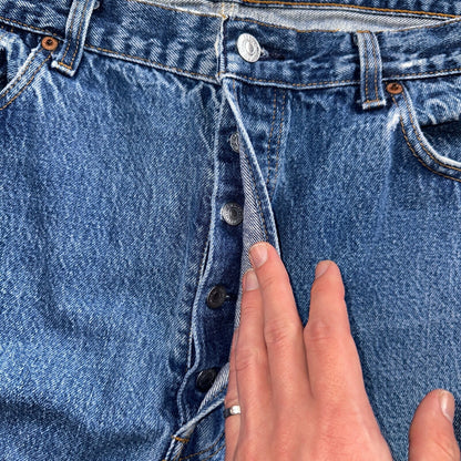 Levis 501 Vintage 90s USA XX Straight Leg Jeans Blue Med Wash 40x31 Act 36x27