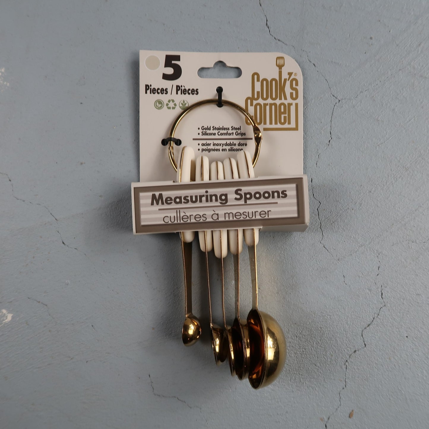 NWT 5pc Set Of Cook's Corner Gold Stainless Steel Measuring Cups Small Kitchen