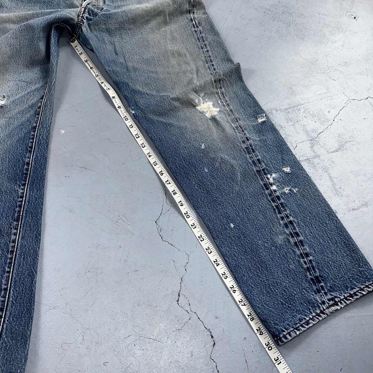 Levis 501 Vintage 80s Redline Selvedge USA XX Jeans Light Wash Worn Act 35x30