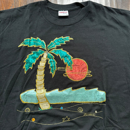 Sunbelt Palm Beach Sun Tree Ocean Swim Vintage T Shirt 90s Single Stitch Wind