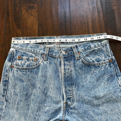 VTG 90s Levis 501 Button Fly 33x34 USA Tag Jeans Acid Wash 80s Act 30x33
