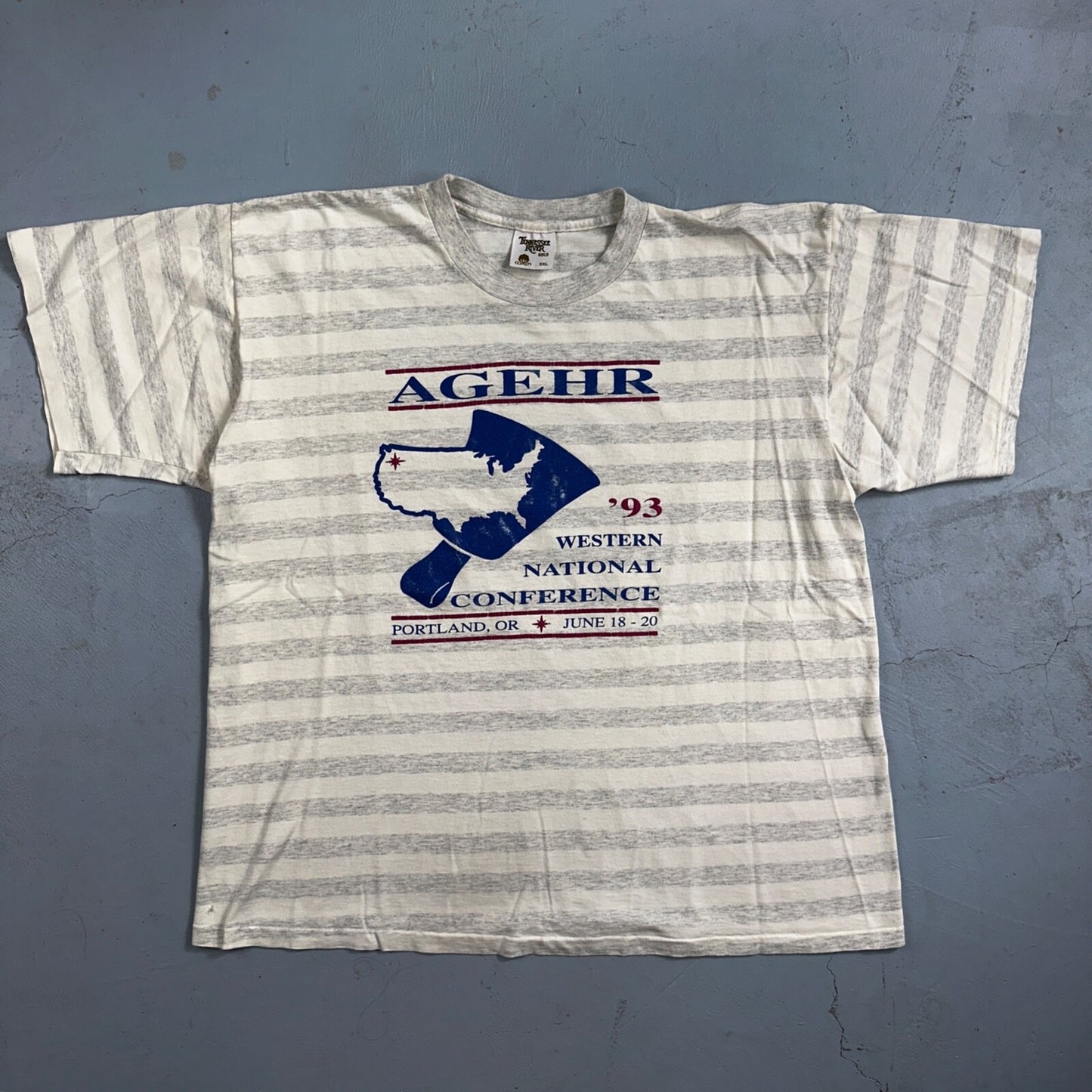 AGEHR 1993 Single Stitch VTG T Shirt Portland Oregon PDX June 18 20 Striped Rap