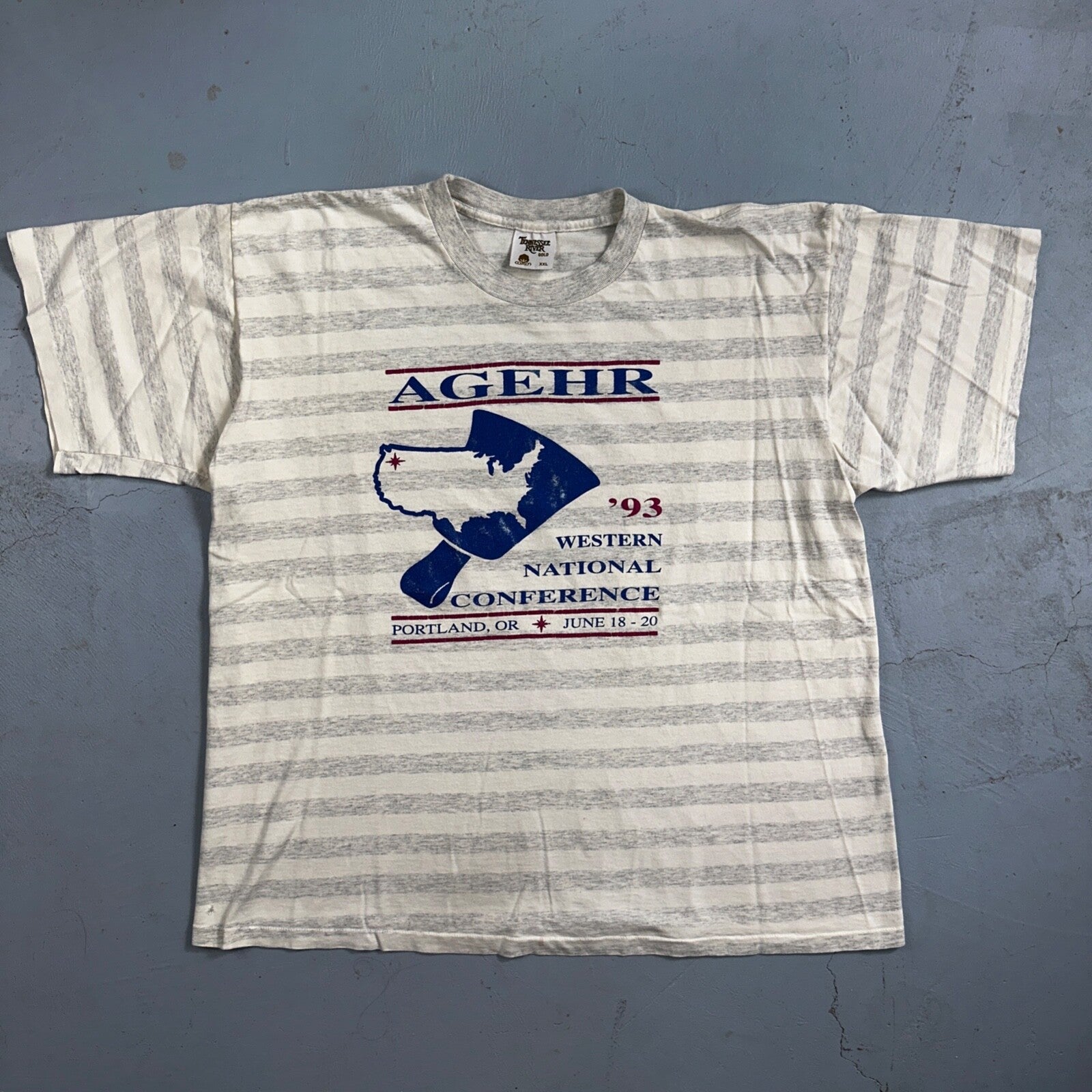 AGEHR 1993 Single Stitch VTG T Shirt Portland Oregon PDX June 18 20 Striped Rap